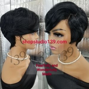 Sexy human hair pixie wig with bangs